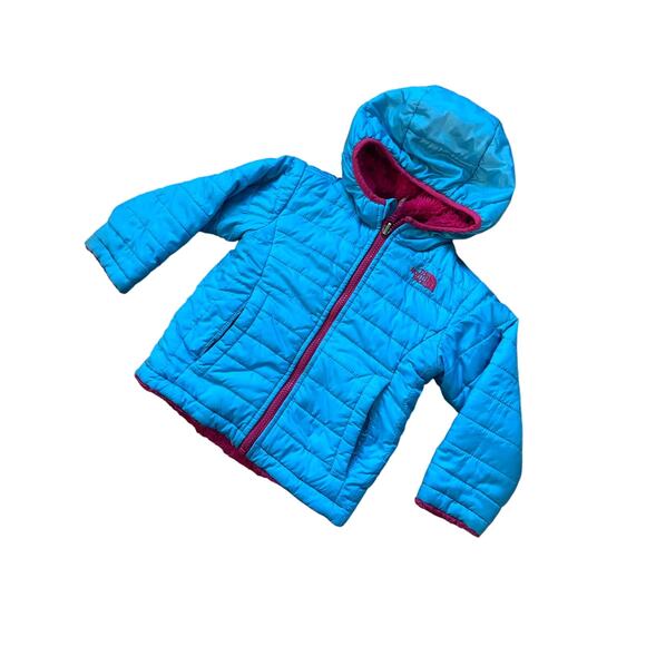 North Face Reversible Toddler Coat Blue Pink Size 2T